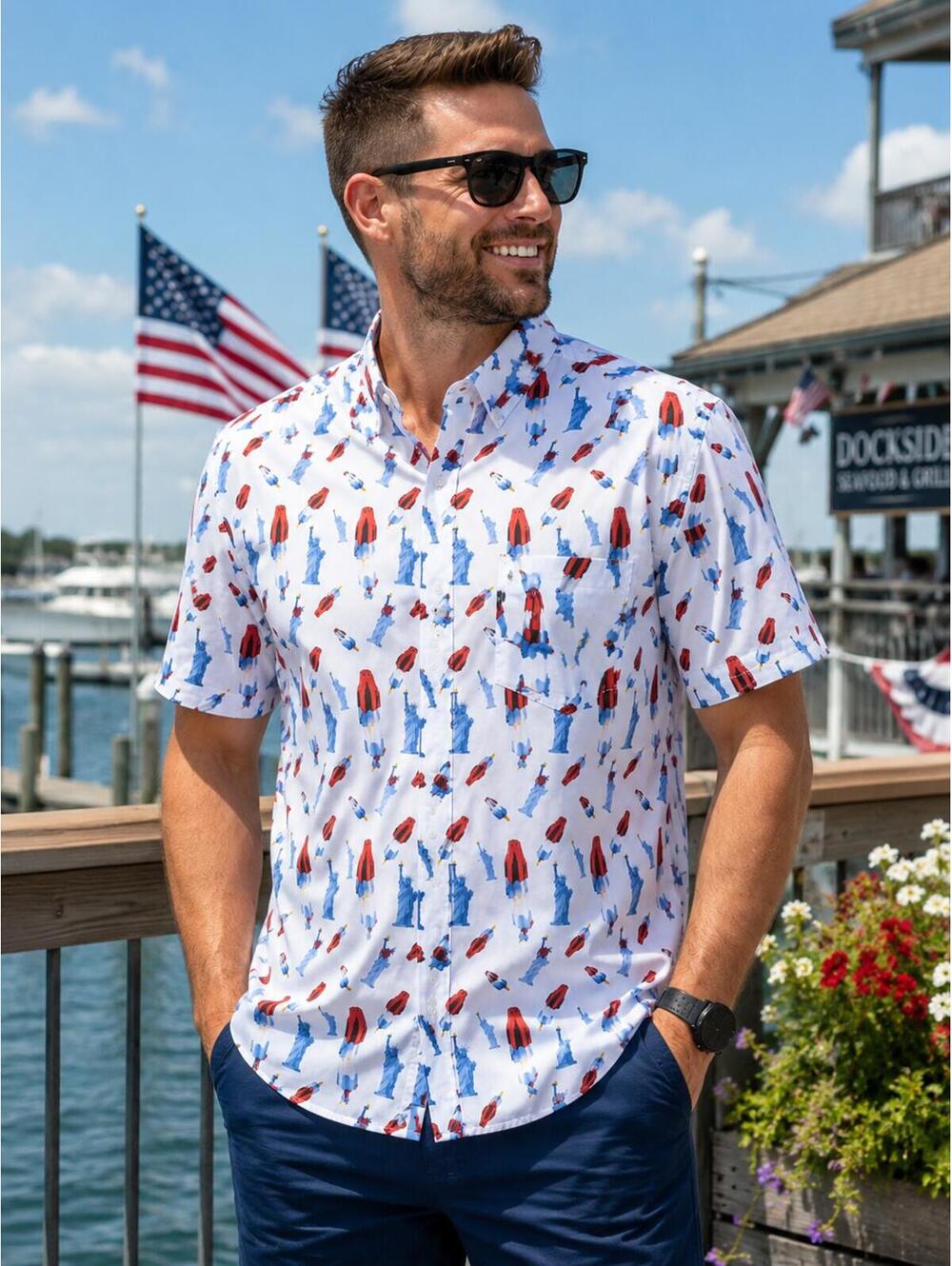 RSVLTS American Pops & Freedom Button Up Shirt Men's Shirt Size 2x